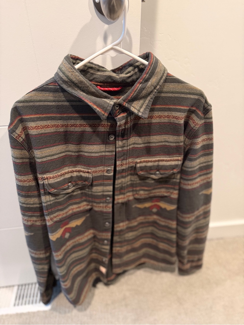 Iron & Resin Olive and Rust Striped Shirt Jacket